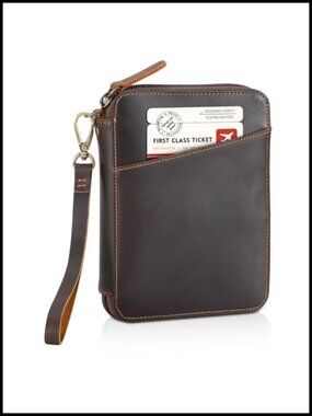 Full Grain Leather RFID Blocking Passport Wallet for 4 Passports with Wristlet